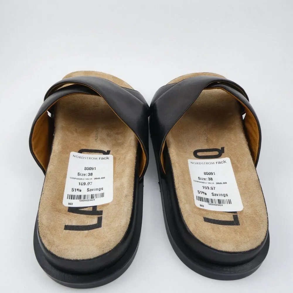 LABUCQ Mo Slide Black Nappa Cross Sandals Women's Sz US:7.5 - EU:38 Retail $350